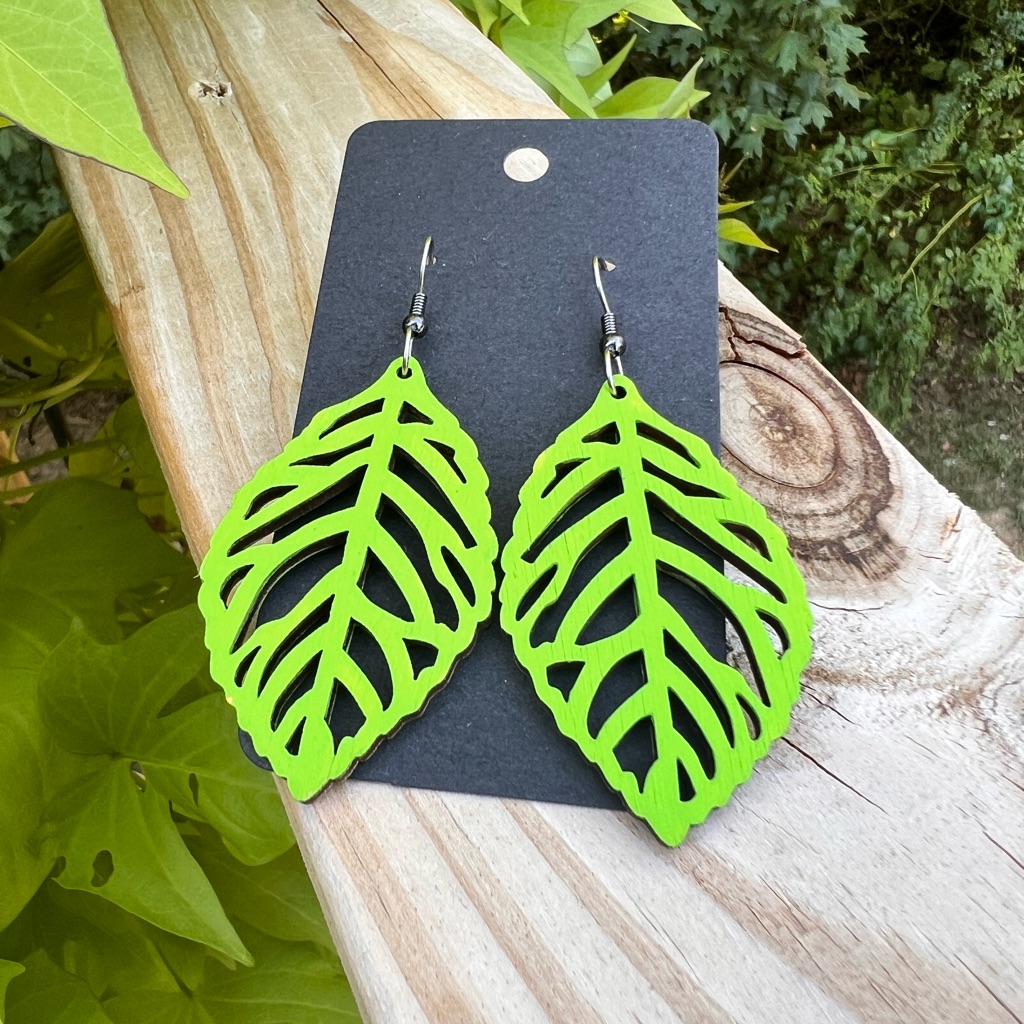 Wood Earrings  Leaf Earrings  Fall Jewelry  Lightweight Jewelry